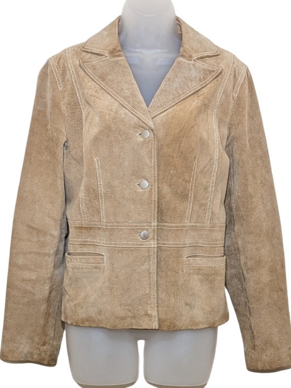 Vintage | Women's Leather Suede Button-Front Jacket | Western | Equestrian | 90s